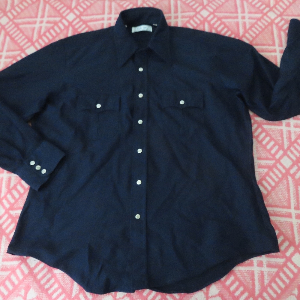 vintage Silvano corduroy snap shirt XL navy blue
